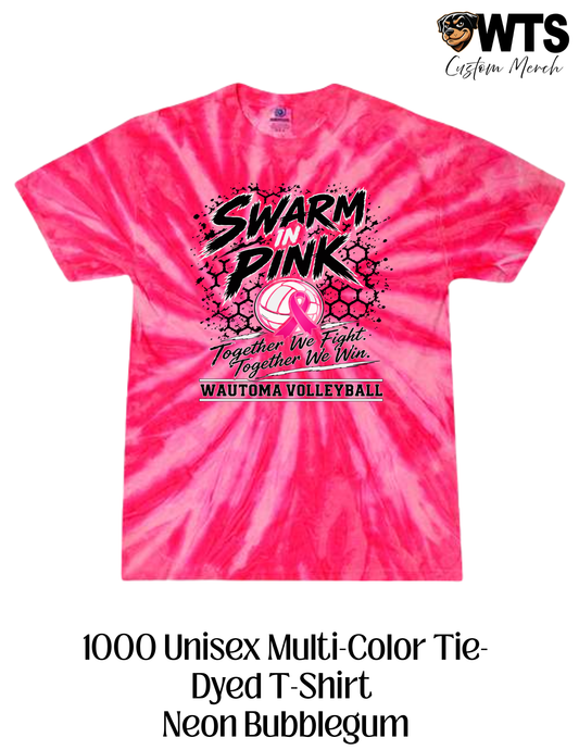 Wautoma Volleyball Pink Out Tie Dye Tee