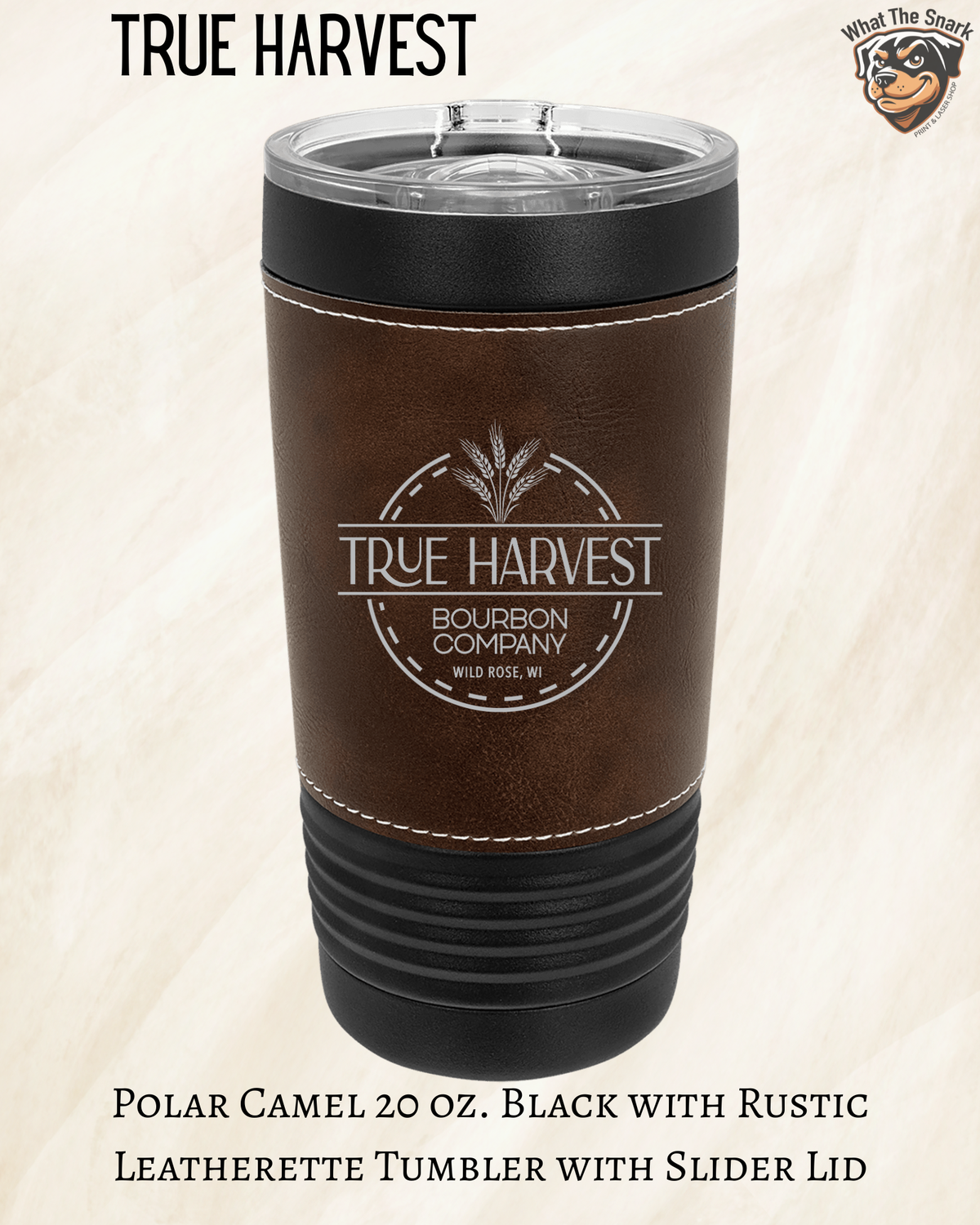 True Harvest Black Leatherette Engraved Tumblers