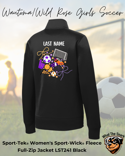 WWR Girls Soccer Logo with Full Back Ladies Full Zip Fleece