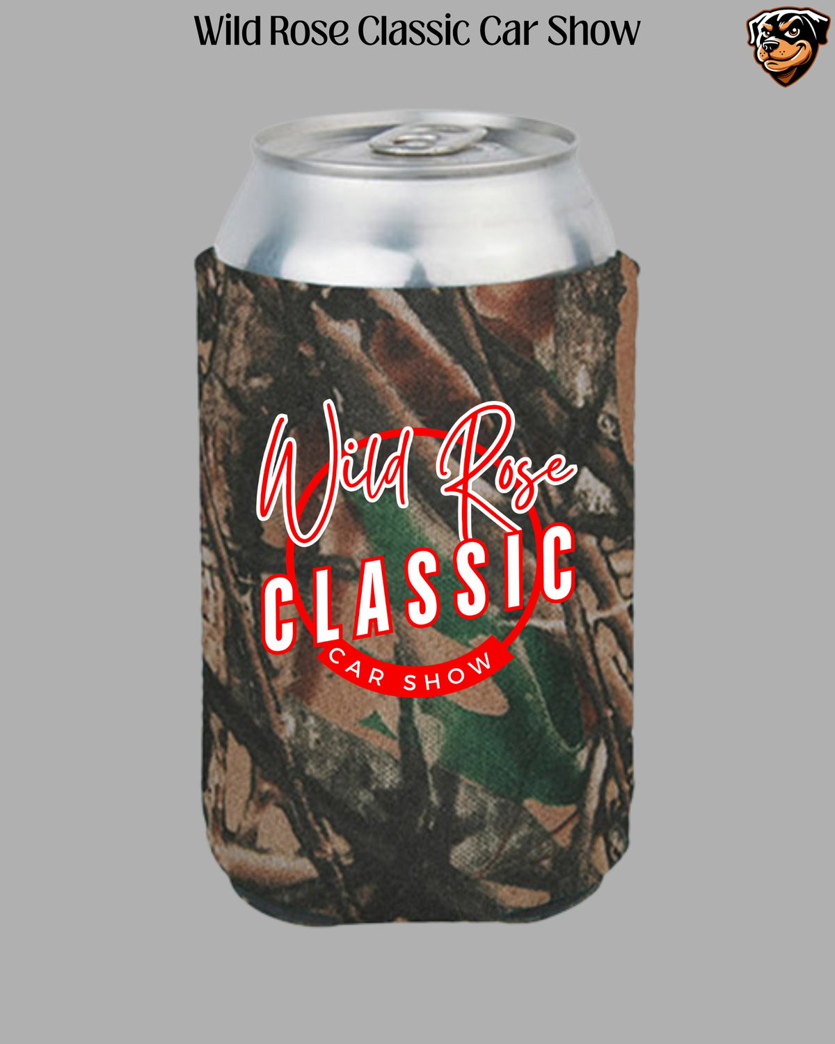 Wild Rose Classic Car Show Logo Koozie