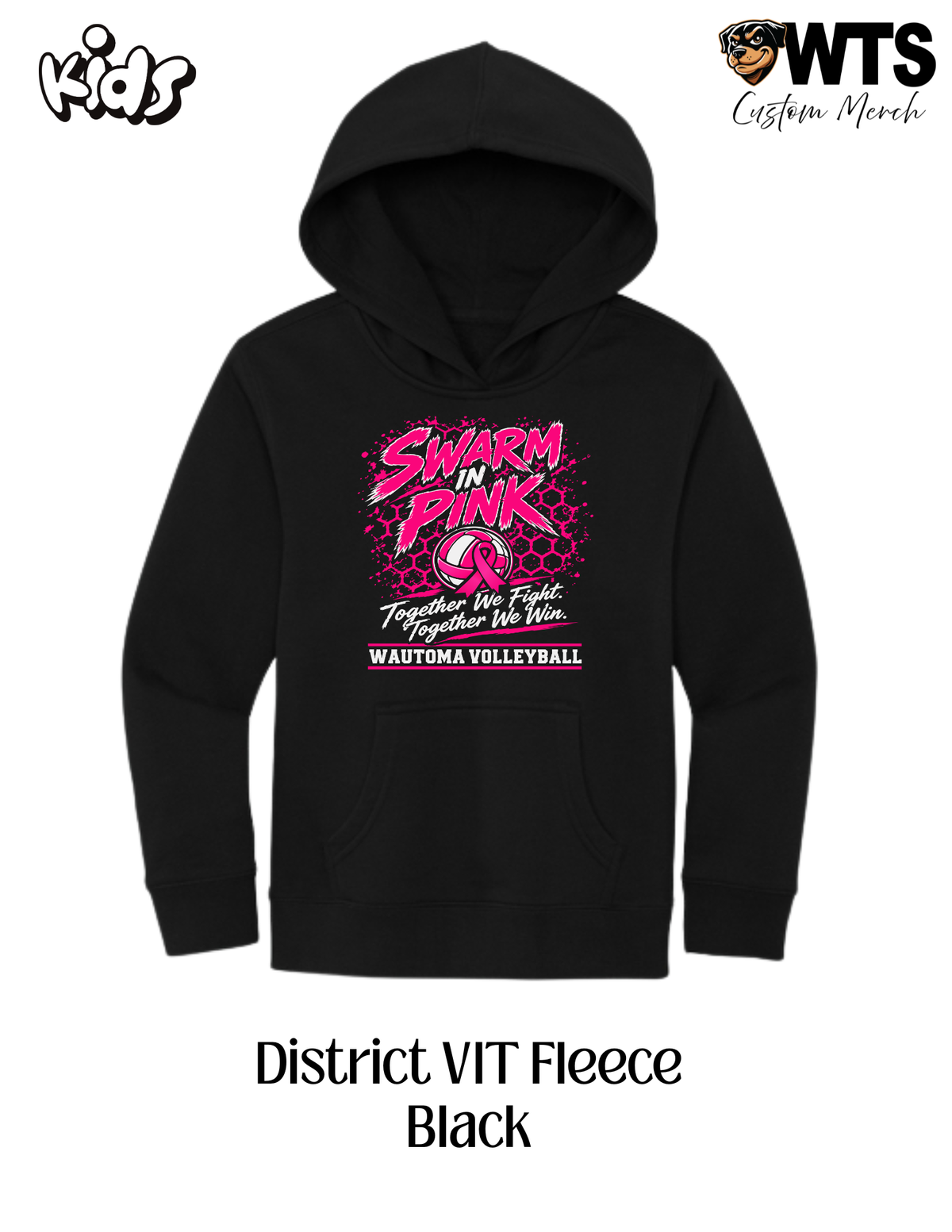 Wautoma Volleyball Pink Out Youth Hoodie