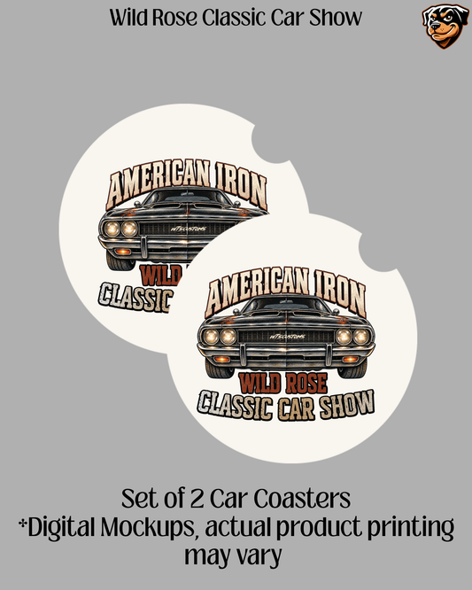 Wild Rose Classic Car Show Car Coasters set of 2