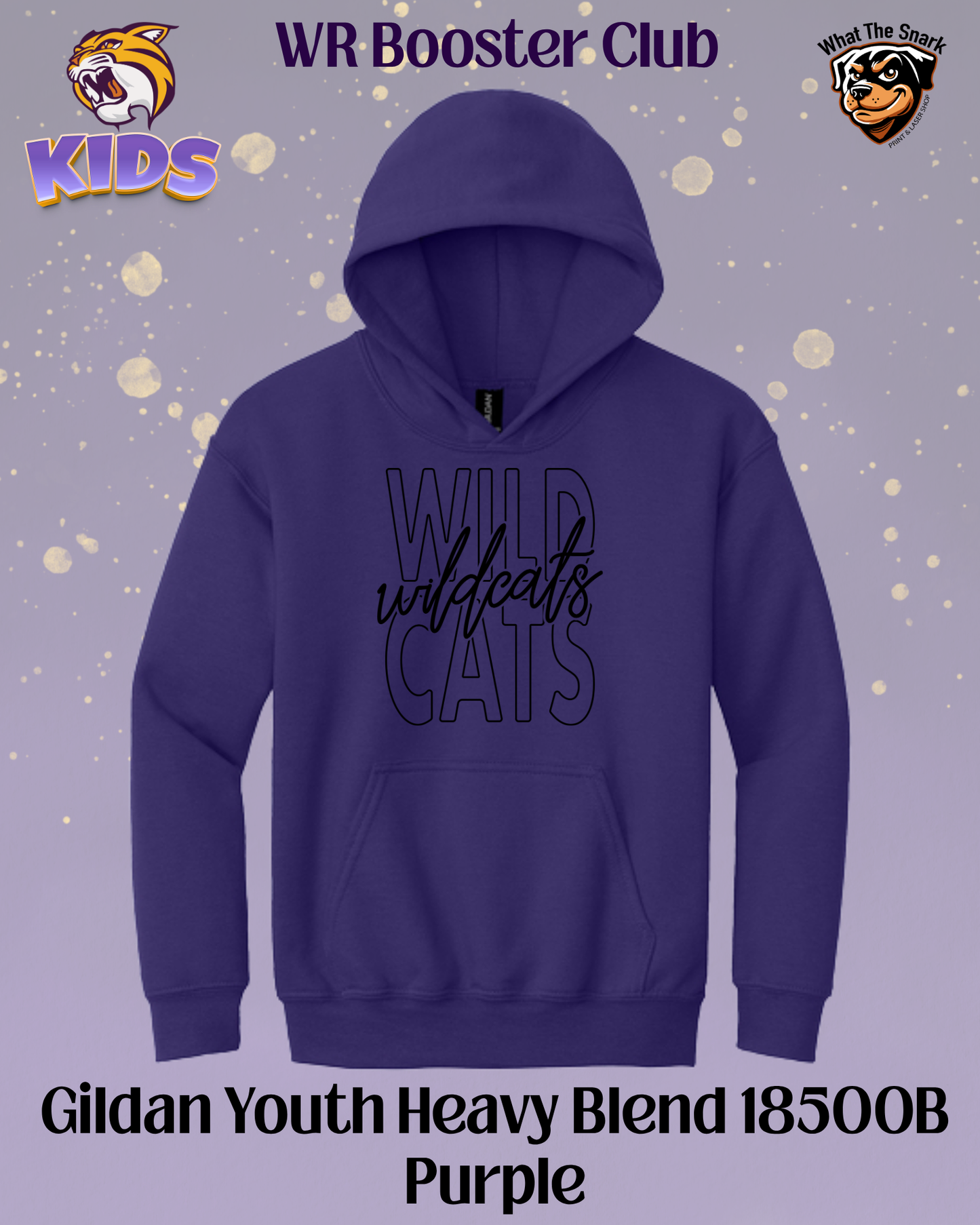 Wildcats Classic Script Overlay Youth Hoodie
