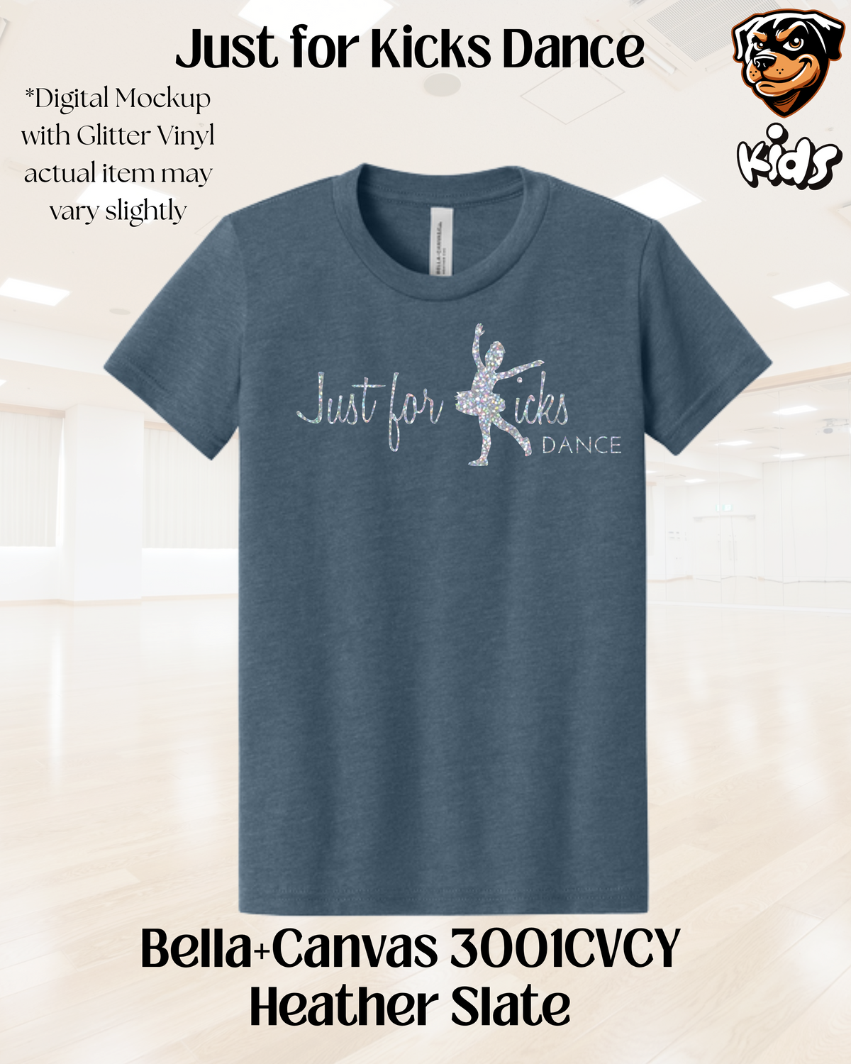 Kids Just for Kicks Logo Glitter Tee