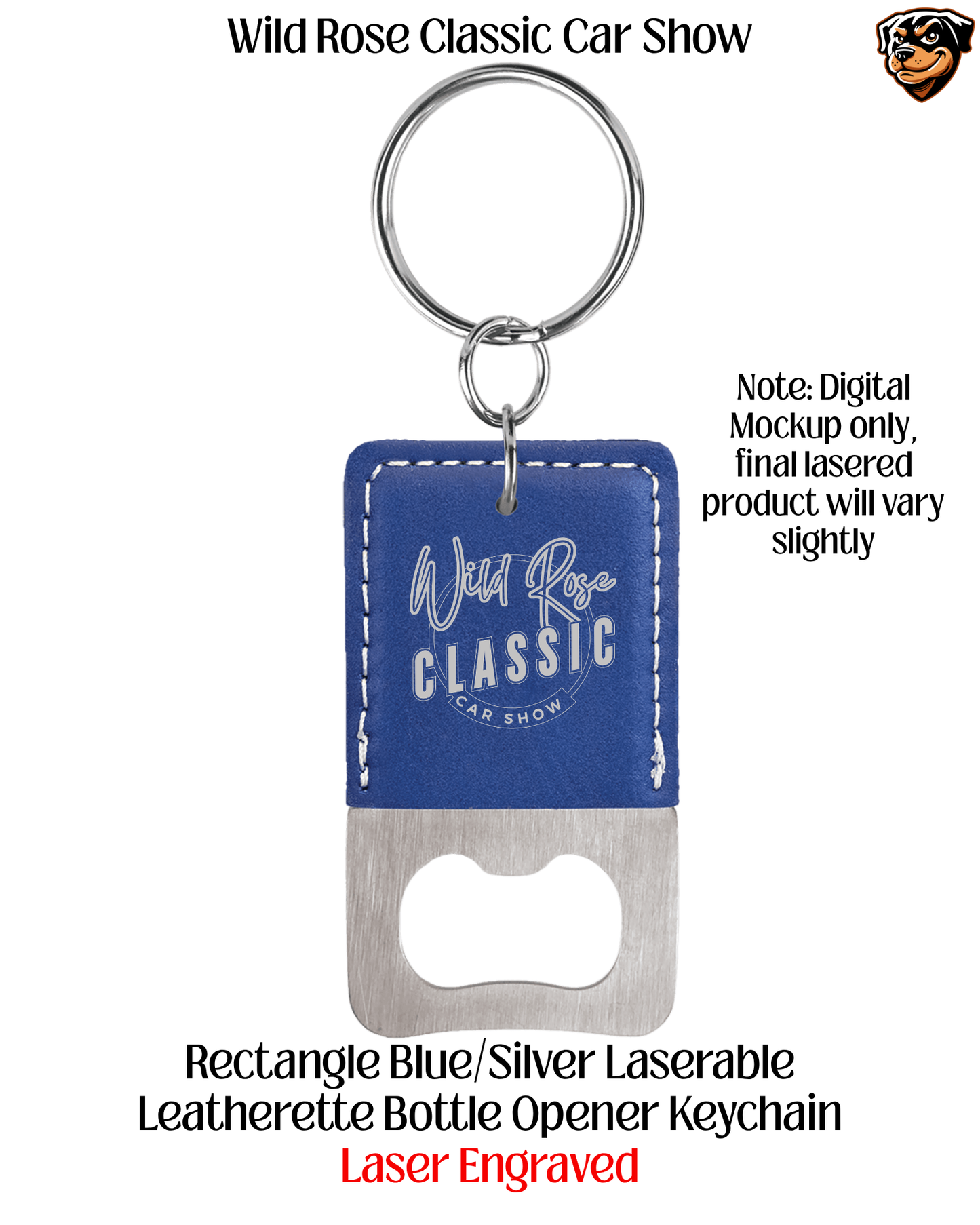 Wild Rose Car Show Laser Engraved Bottle Opener Keychain