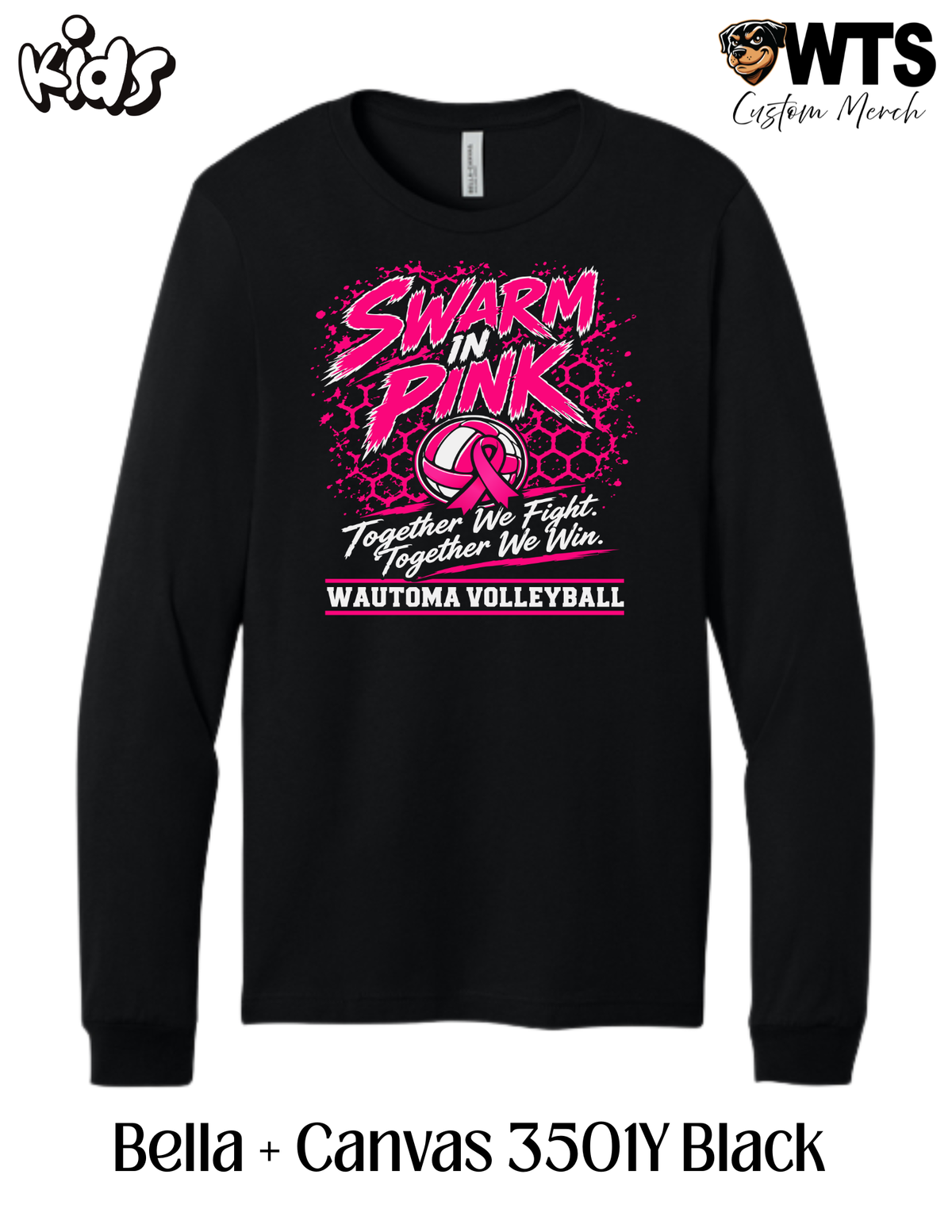 Wautoma Volleyball Pink Out Youth Long Sleeve