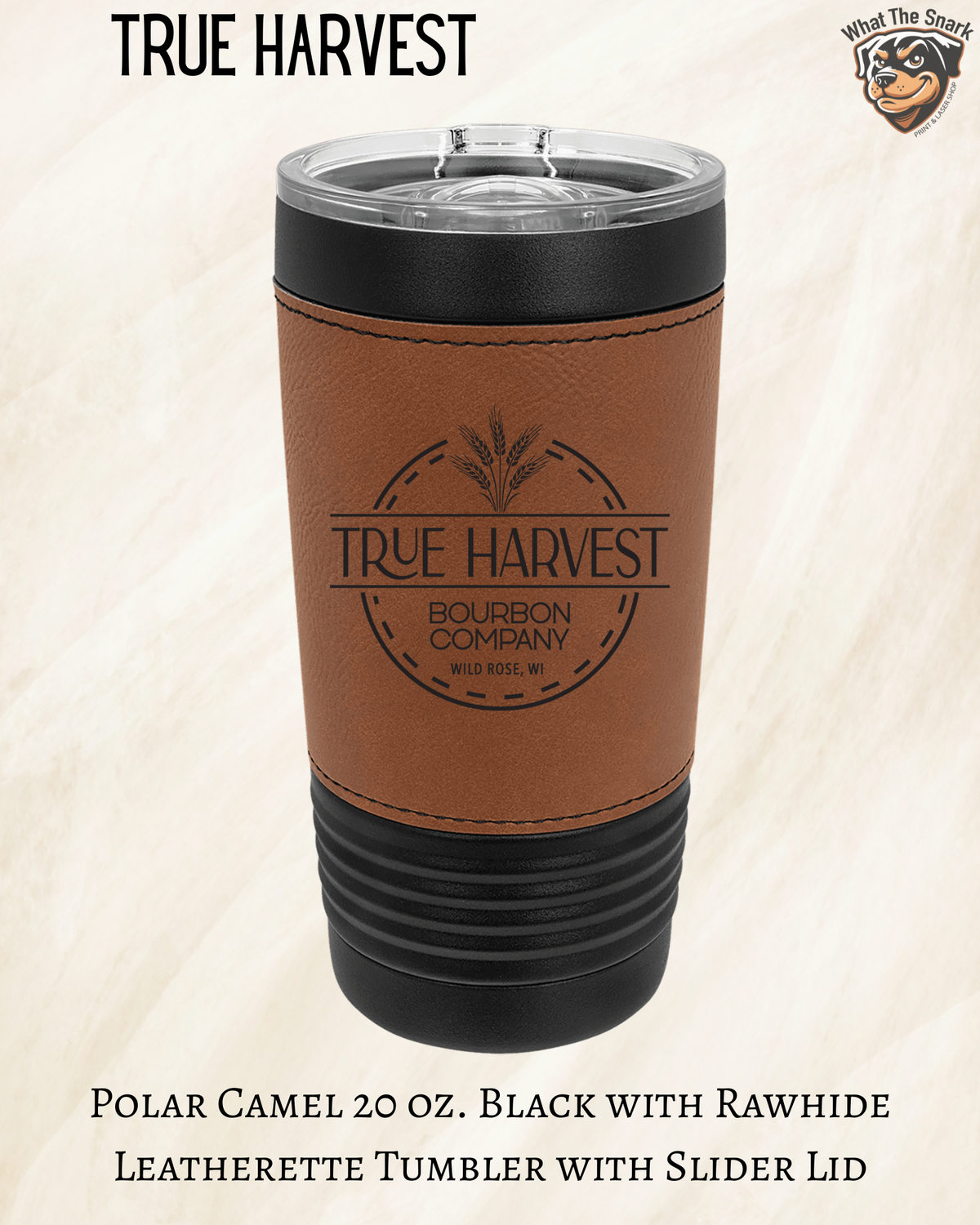 True Harvest Black Leatherette Engraved Tumblers