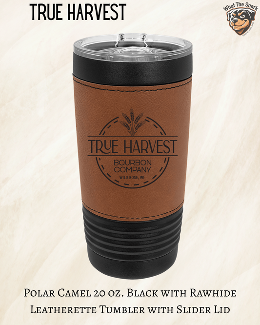 True Harvest Black Leatherette Engraved Tumblers