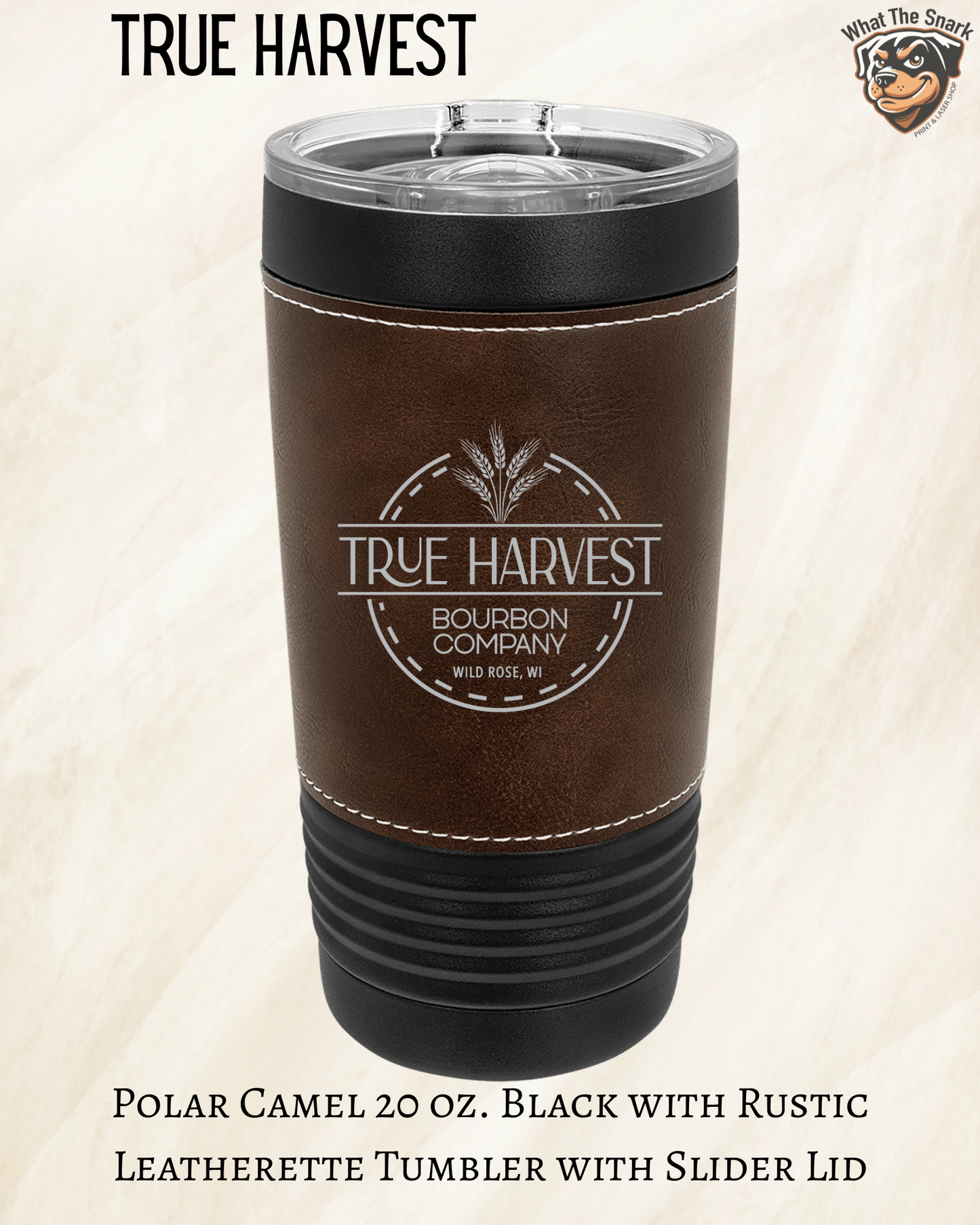 True Harvest Black Leatherette Engraved Tumblers