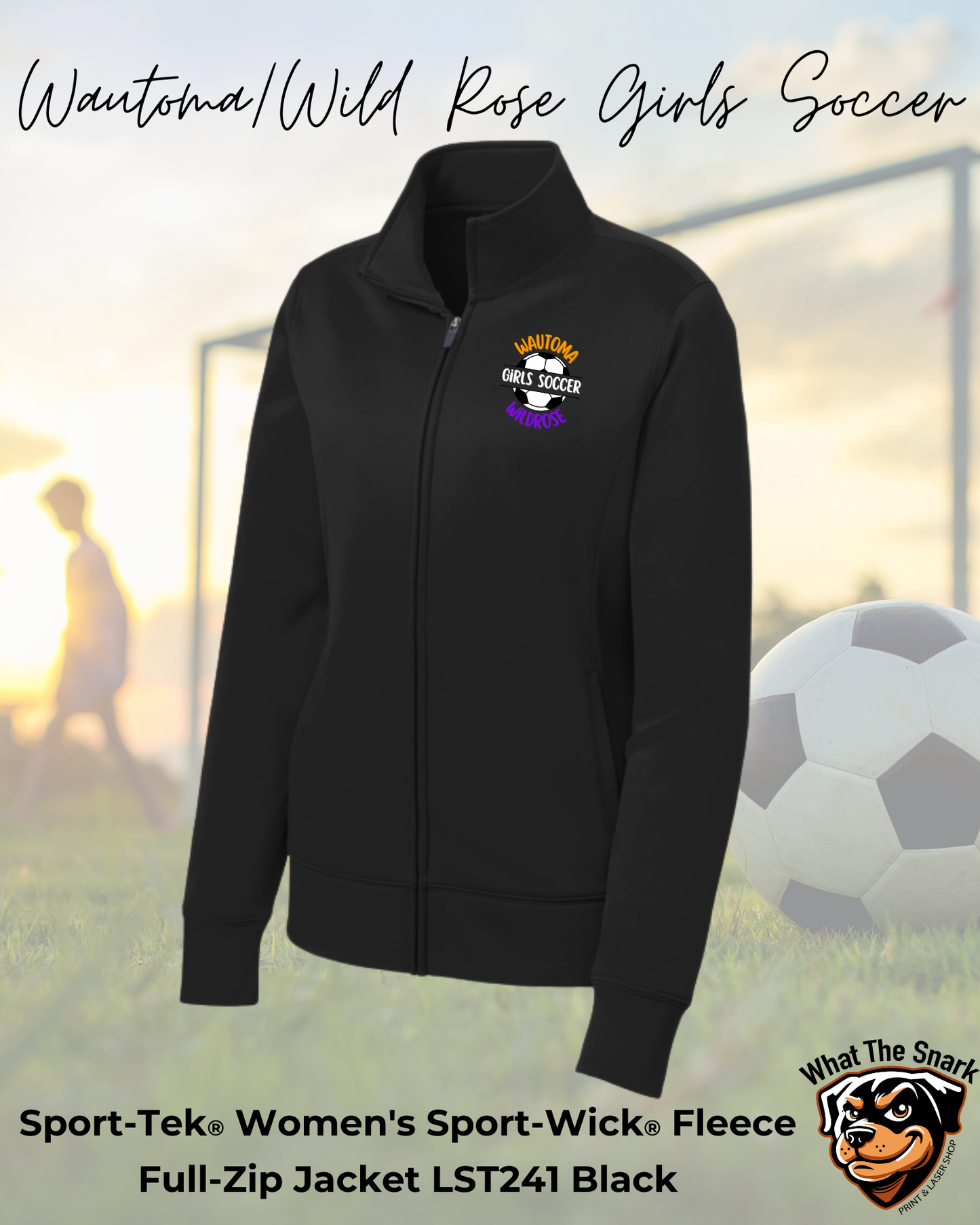 WWR Girls Soccer Logo with Full Back Ladies Full Zip Fleece