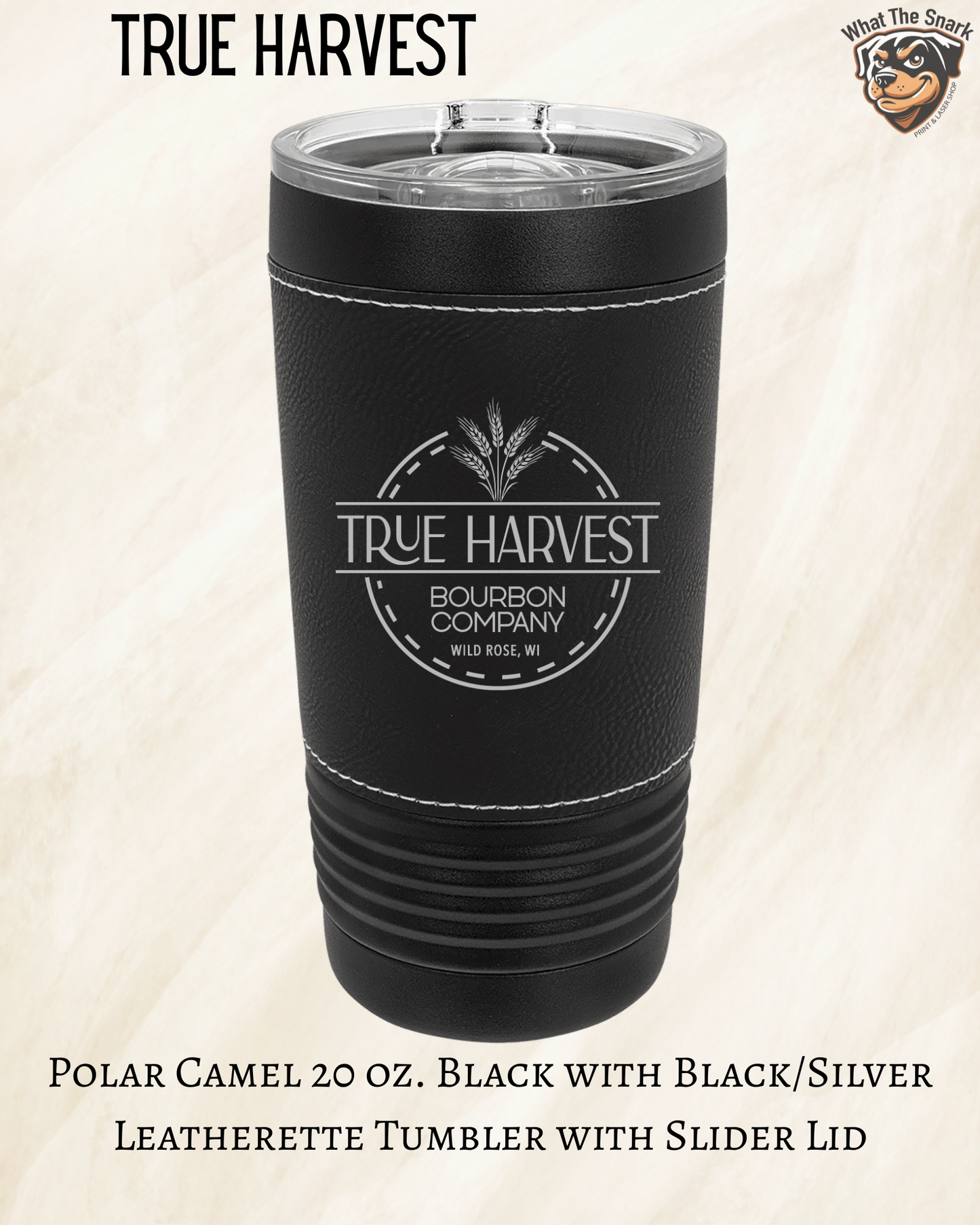 True Harvest Black Leatherette Engraved Tumblers