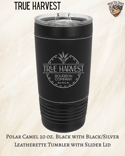 True Harvest Black Leatherette Engraved Tumblers