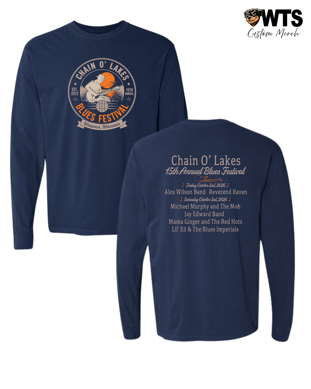 Chain O' Lakes Blues Festival '26 Navy Long Sleeve