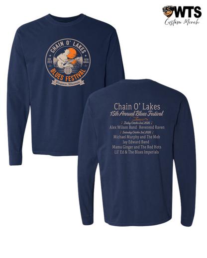Chain O' Lakes Blues Festival '26 Navy Long Sleeve