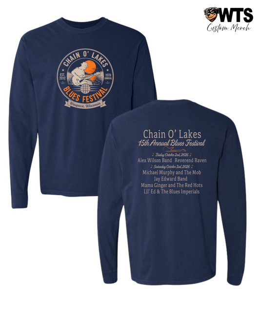 Chain O' Lakes Blues Festival '26 Navy Long Sleeve