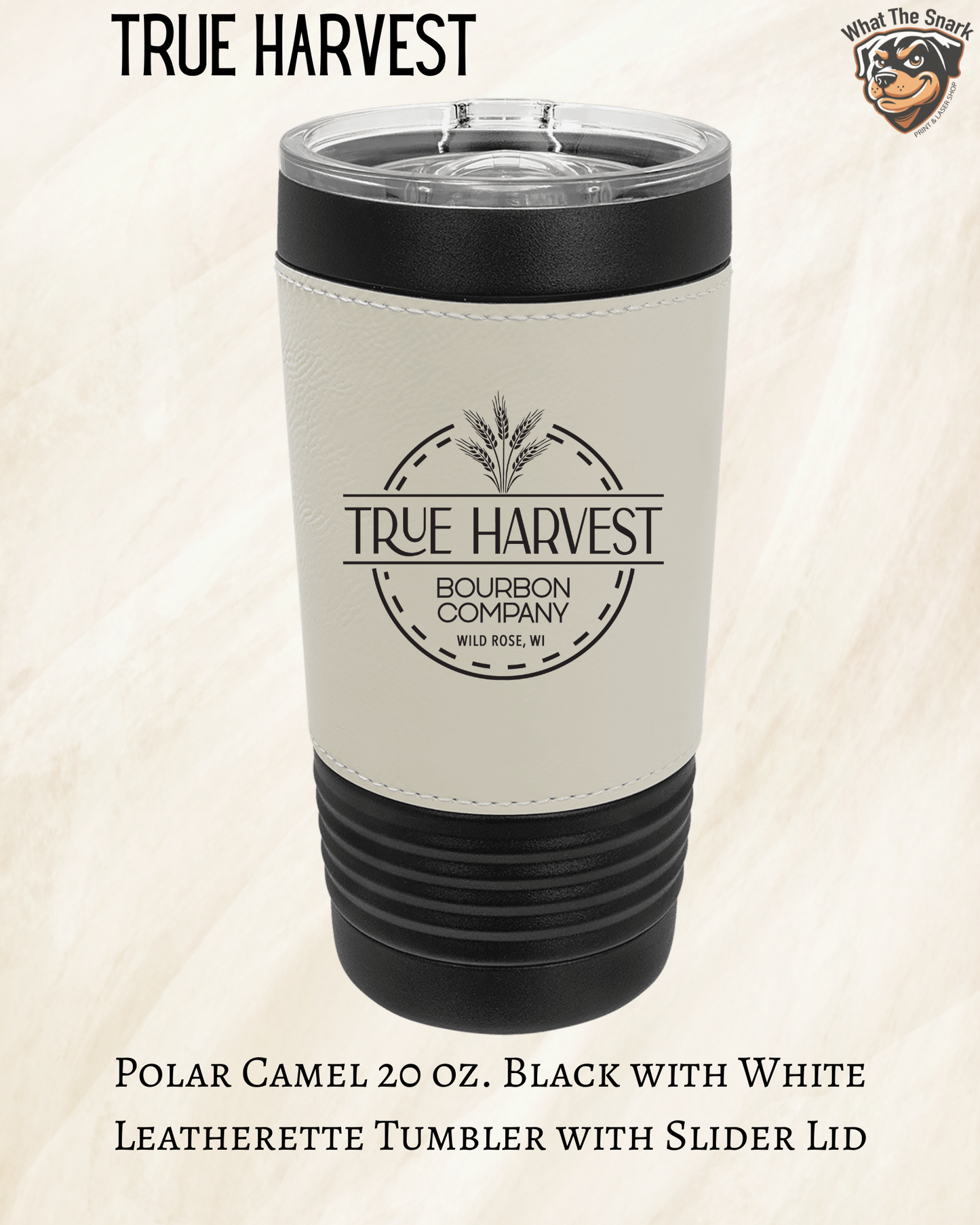 True Harvest Black Leatherette Engraved Tumblers