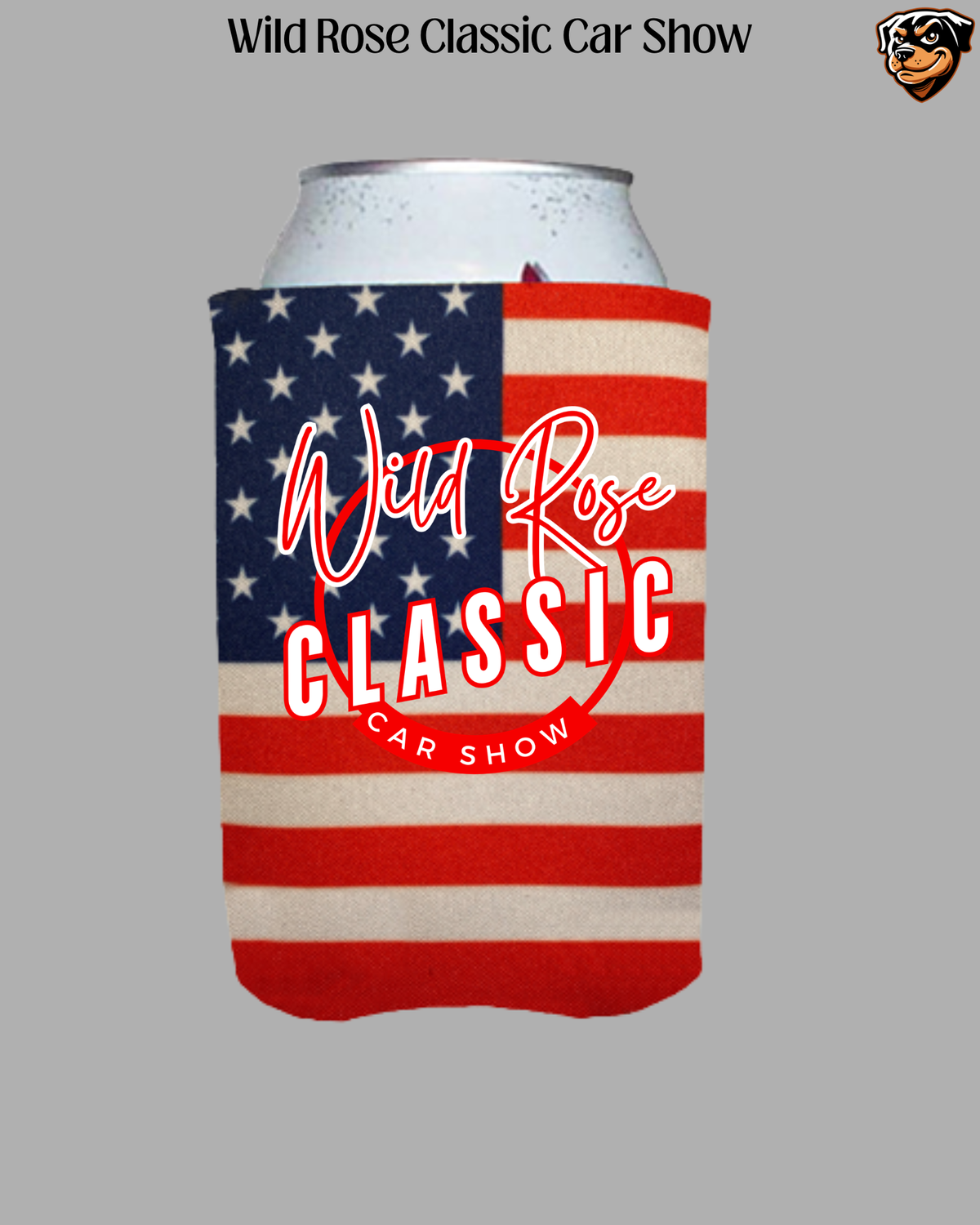 Wild Rose Classic Car Show Logo Koozie