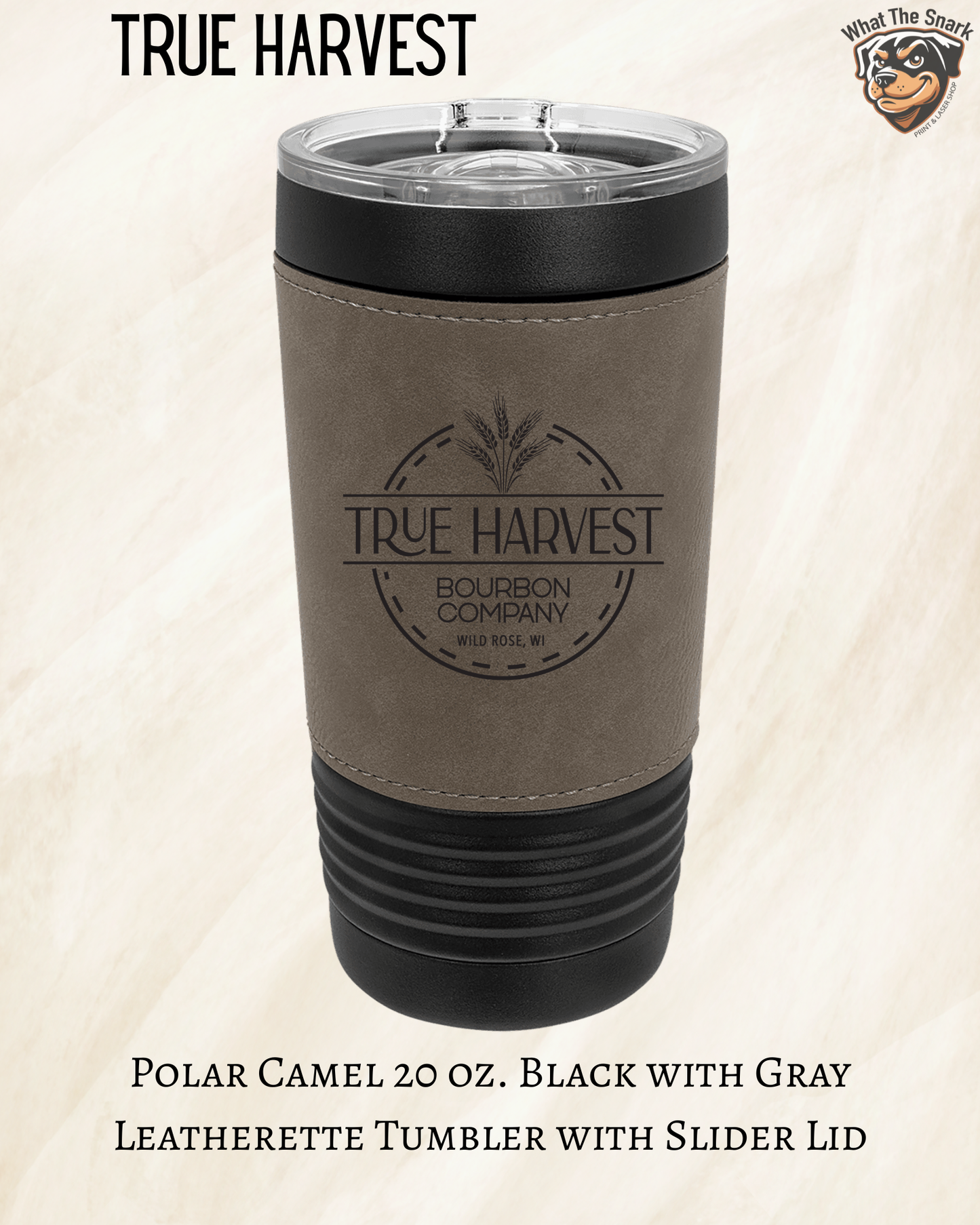True Harvest Black Leatherette Engraved Tumblers