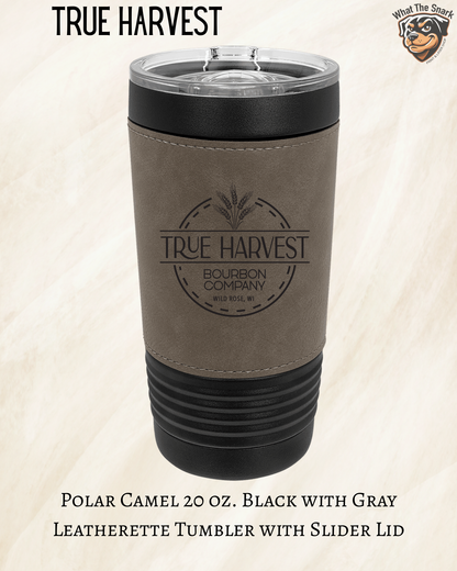 True Harvest Black Leatherette Engraved Tumblers