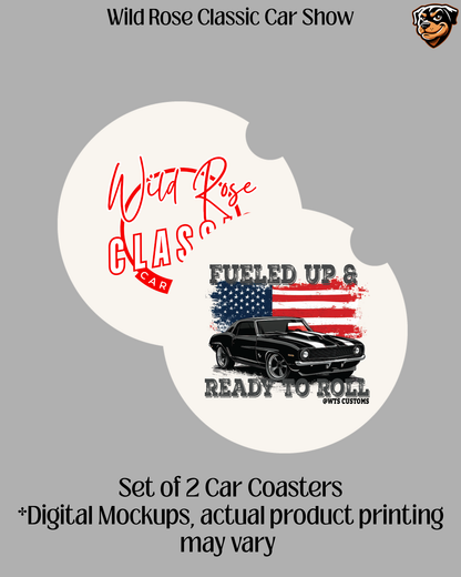 Wild Rose Classic Car Show Car Coasters set of 2