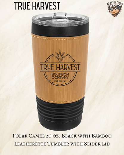 True Harvest Black Leatherette Engraved Tumblers