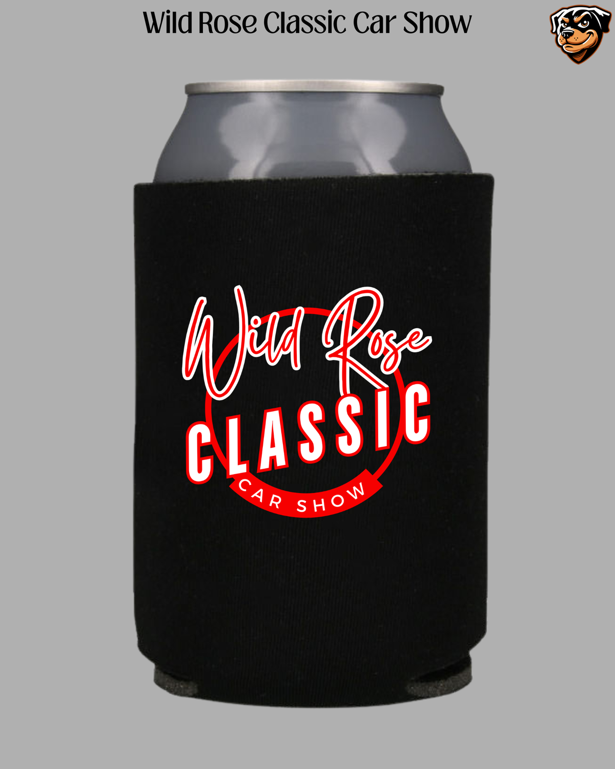 Wild Rose Classic Car Show Logo Koozie