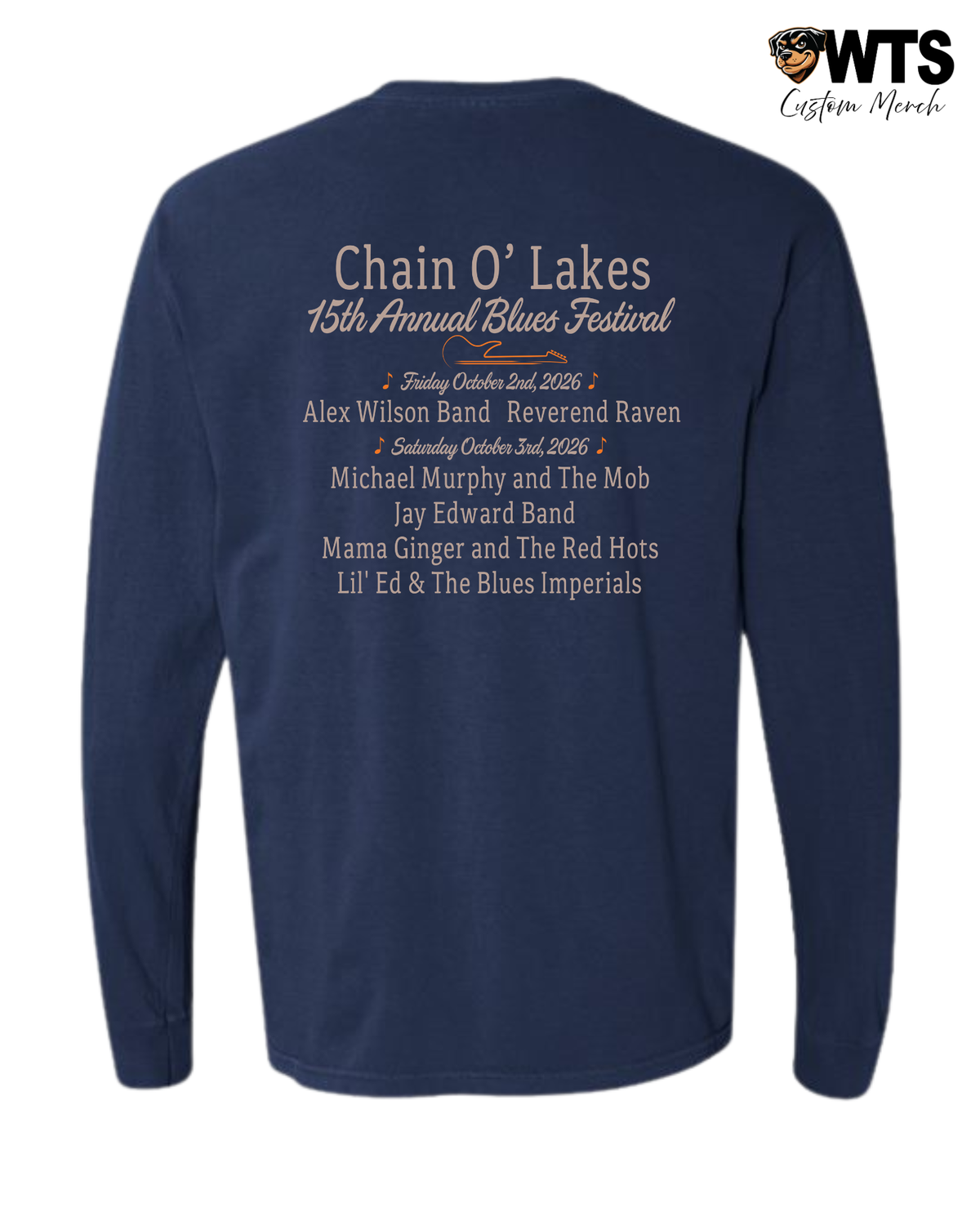 Chain O' Lakes Blues Festival '26 Navy Long Sleeve