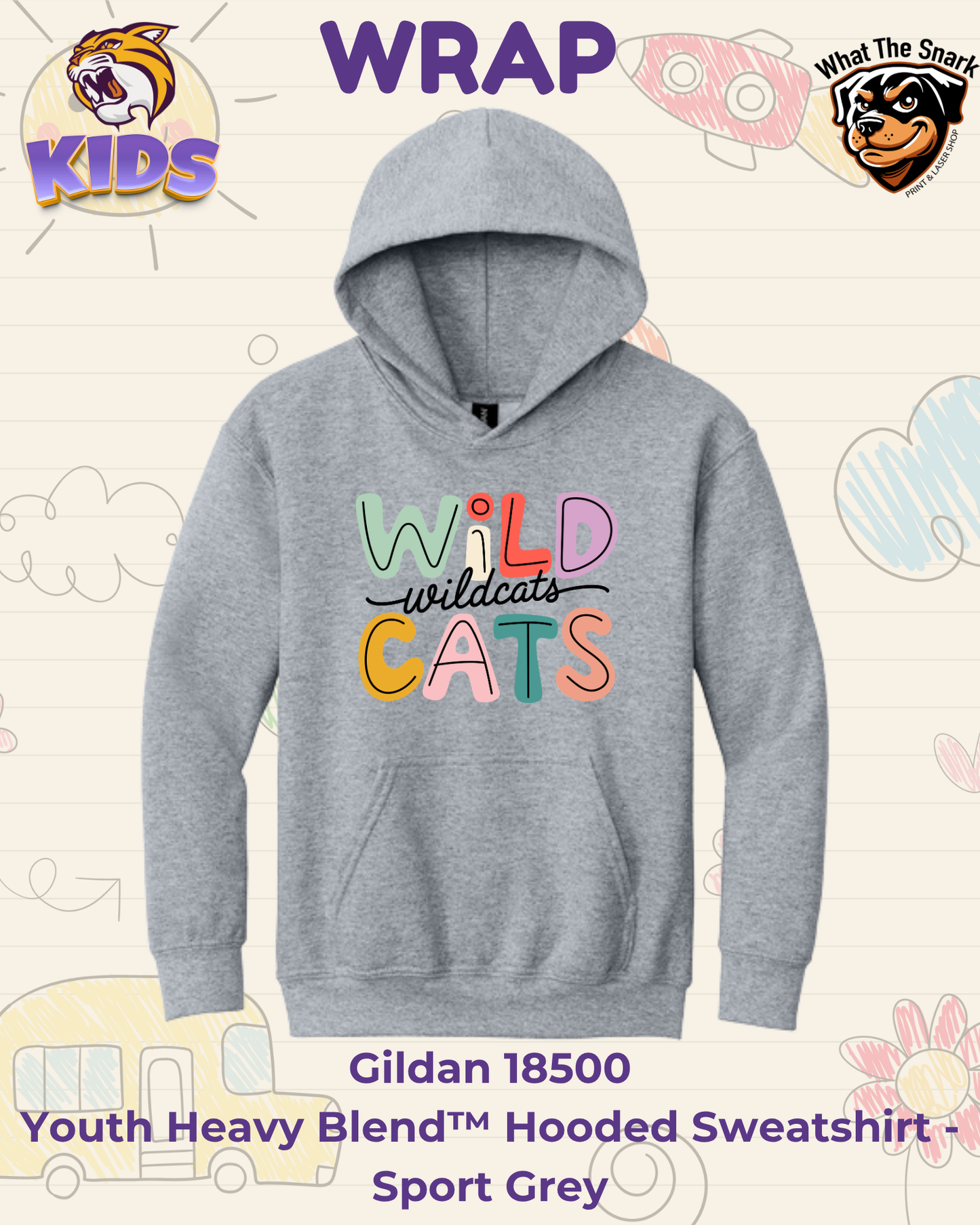 WRAP Wildcats Color Pop Block Youth Hoodie