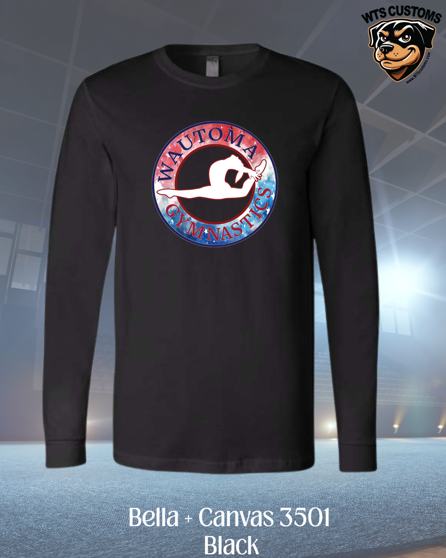 Wautoma Gymnastics Tie Dye Logo Long Sleeve