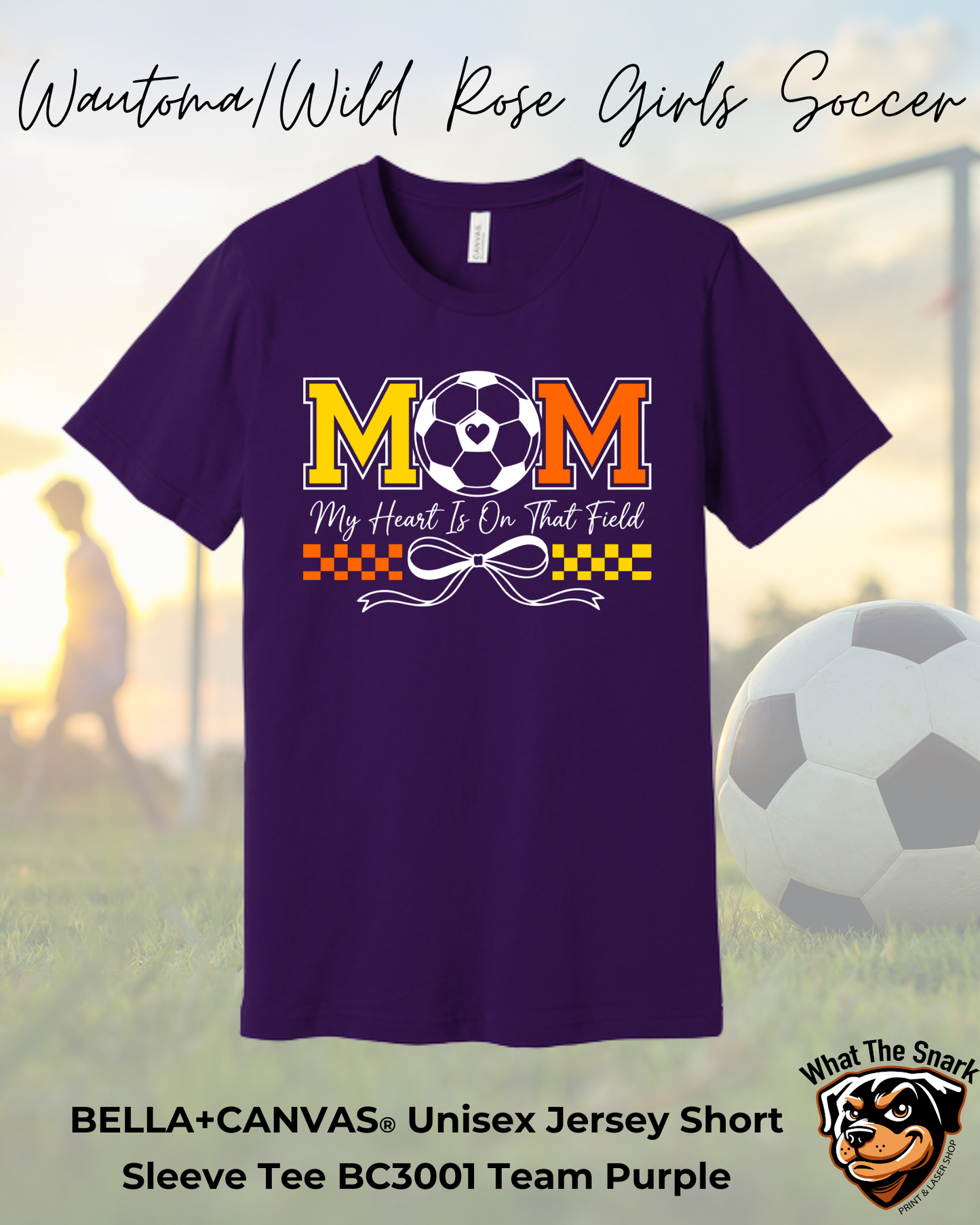 WWR Girls Soccer Mom Heart Bella+Canvas Tshirt