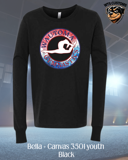 Wautoma Gymnastics Tie-Dye Logo Youth Long  Sleeve