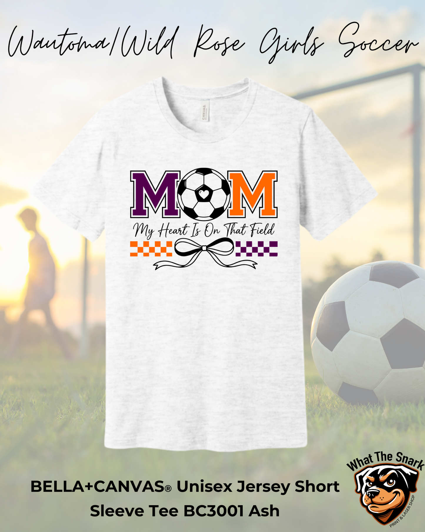 WWR Girls Soccer Mom Heart Bella+Canvas Tshirt