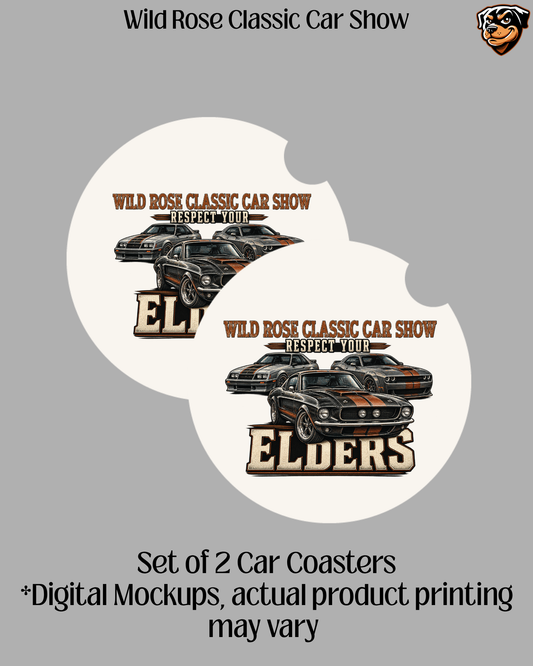 Wild Rose Classic Car Show Car Coasters set of 2