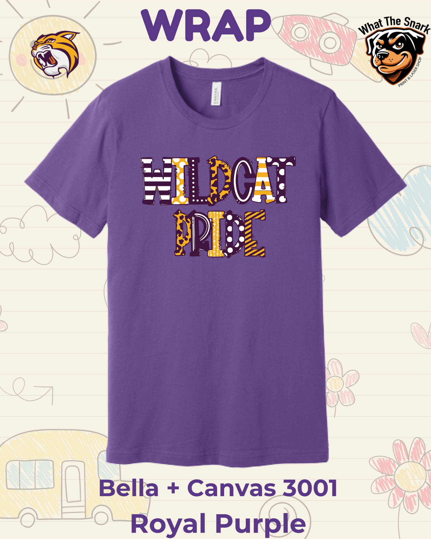 WRAP Wildcat Doodle Tee