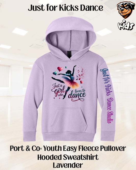 JFK Just a girl who loves to dance Youth Hoodie