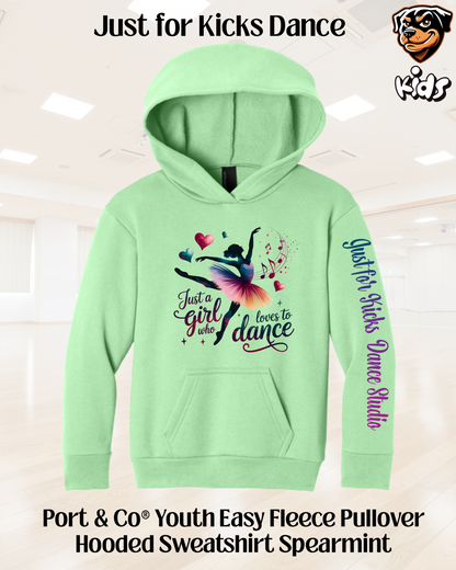 JFK Just a girl who loves to dance Youth Hoodie