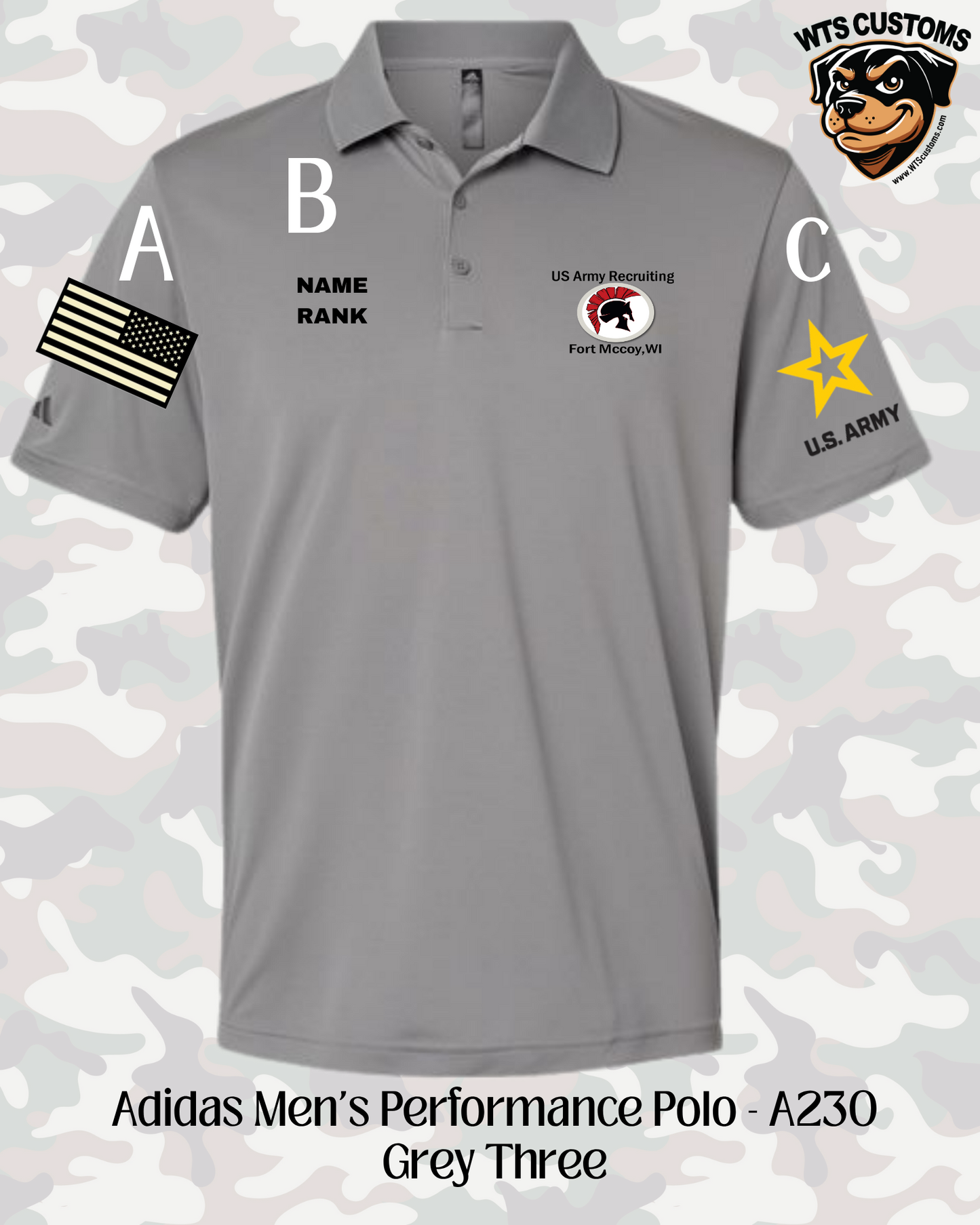 Fort Mccoy Logo Adidas Men's Polo