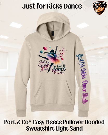 JFK Just a girl who loves to dance Adult Hoodie