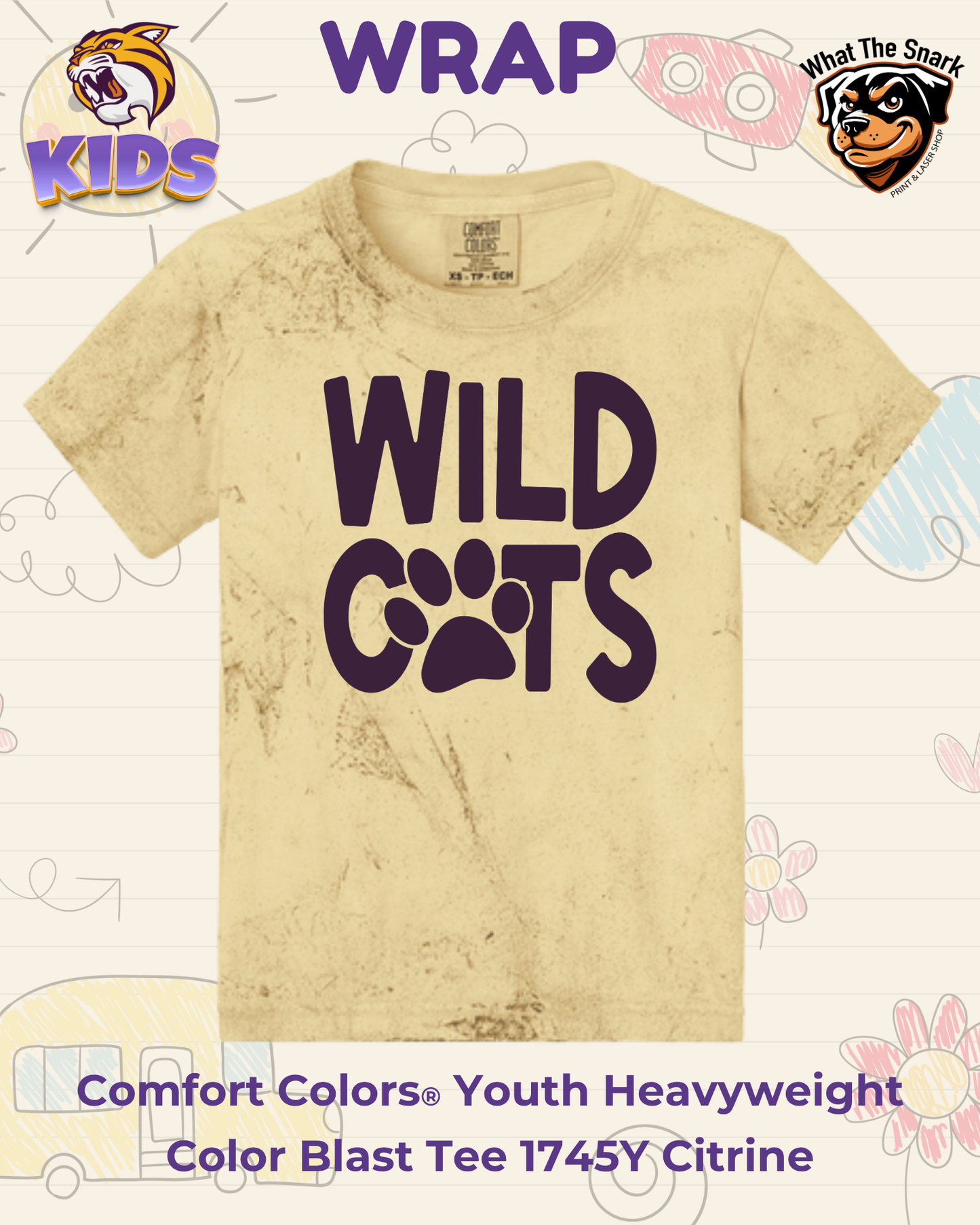 WRAP Wildcat Paws and Stripes Youth Tee