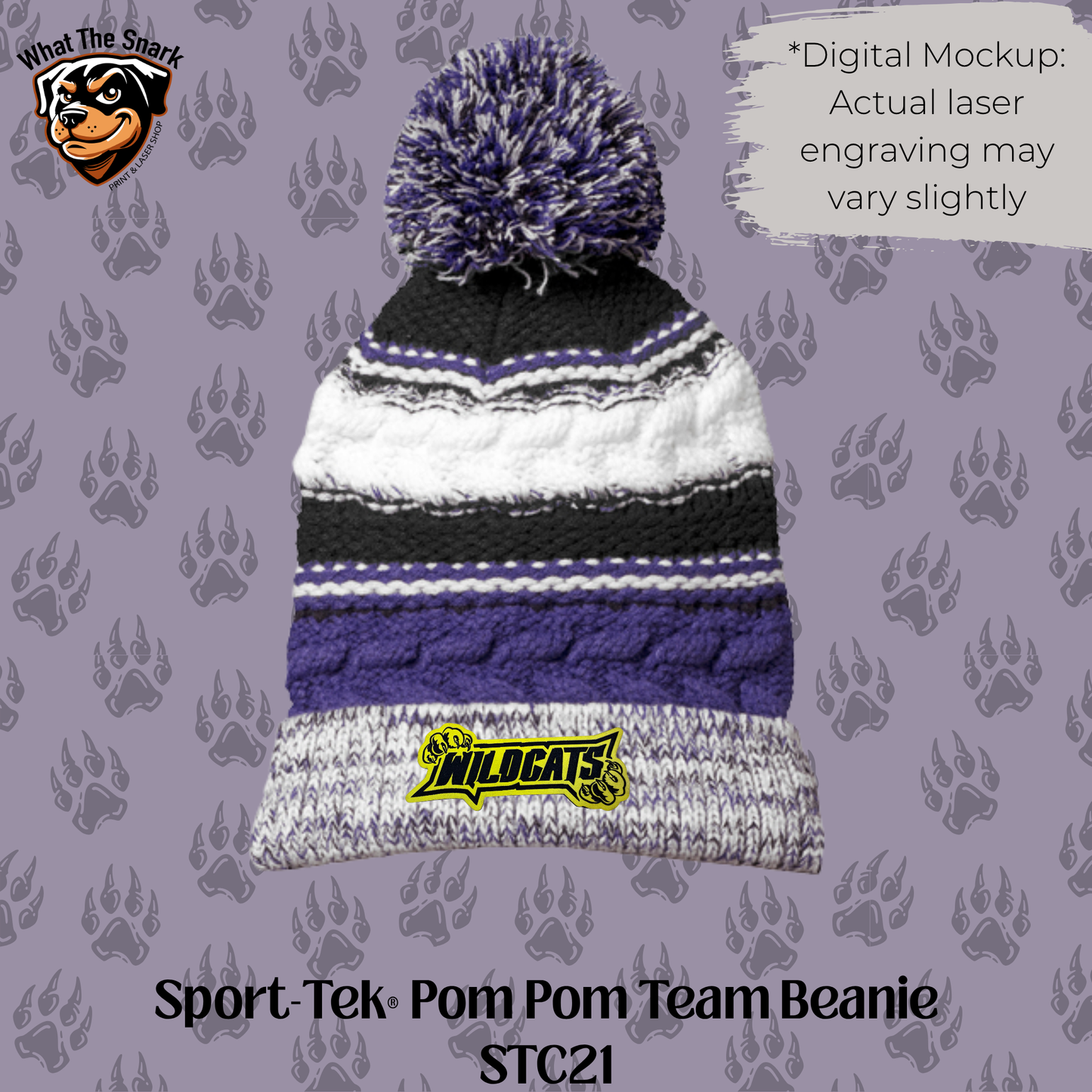 Wildcats Attach Pom Pom Beanie