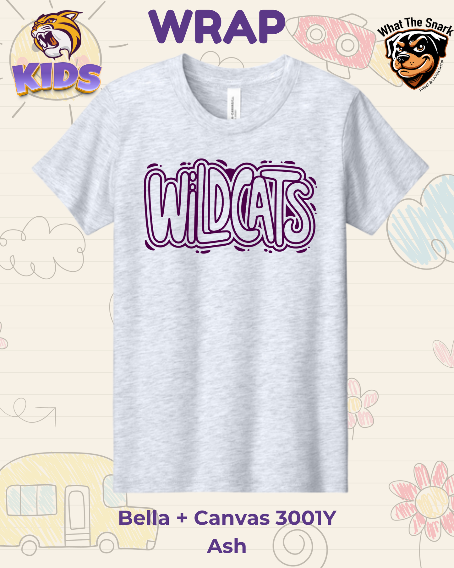 WRAP Wildcat  Bubble Pop Youth Tee