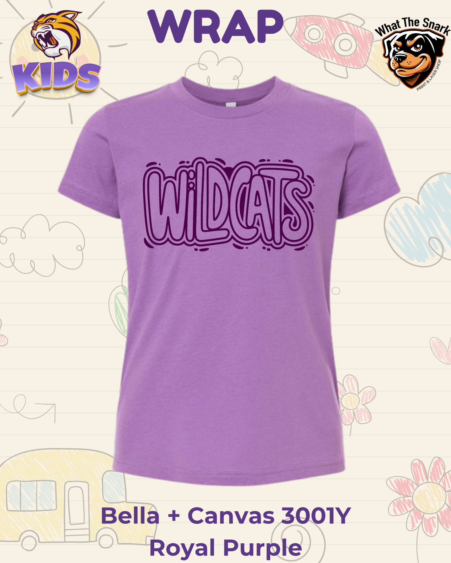 WRAP Wildcat  Bubble Pop Youth Tee