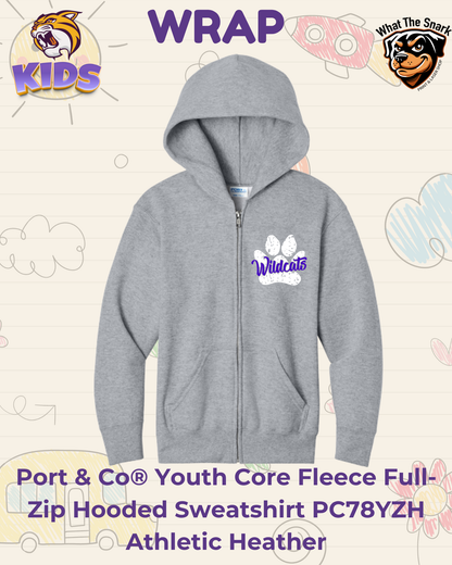 WRAP Wildcats Distressed Paw Zip Up Youth Hoodie