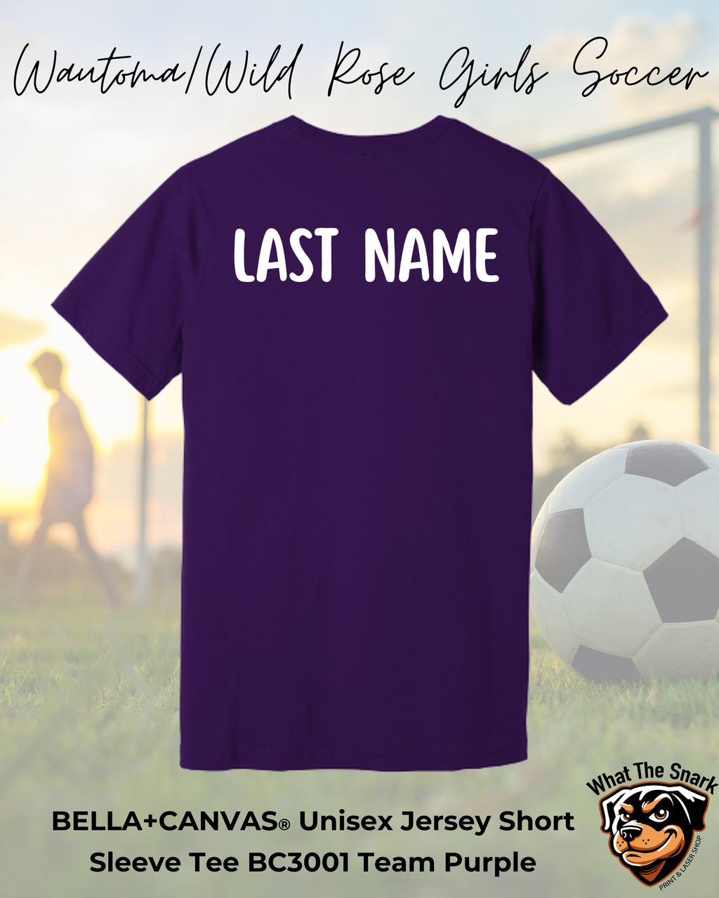 Youth Wautoma Wild Rose Girls Soccer Full Logo Bella+Canvas Tshirt