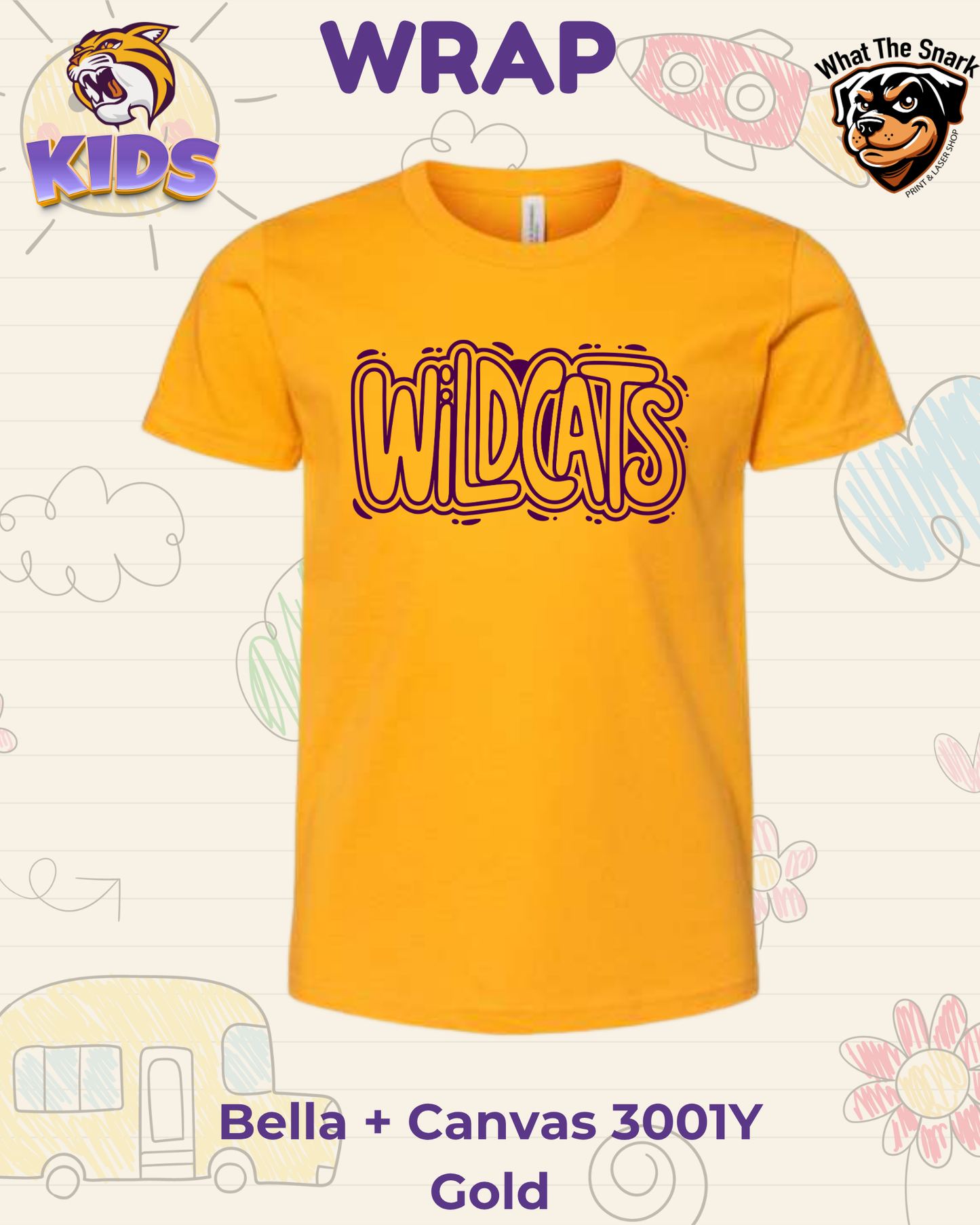 WRAP Wildcat  Bubble Pop Youth Tee