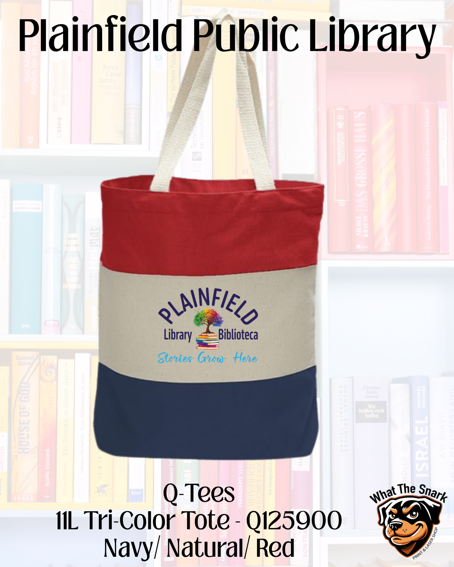 Plainfield Public Library Tri-Color  Tote