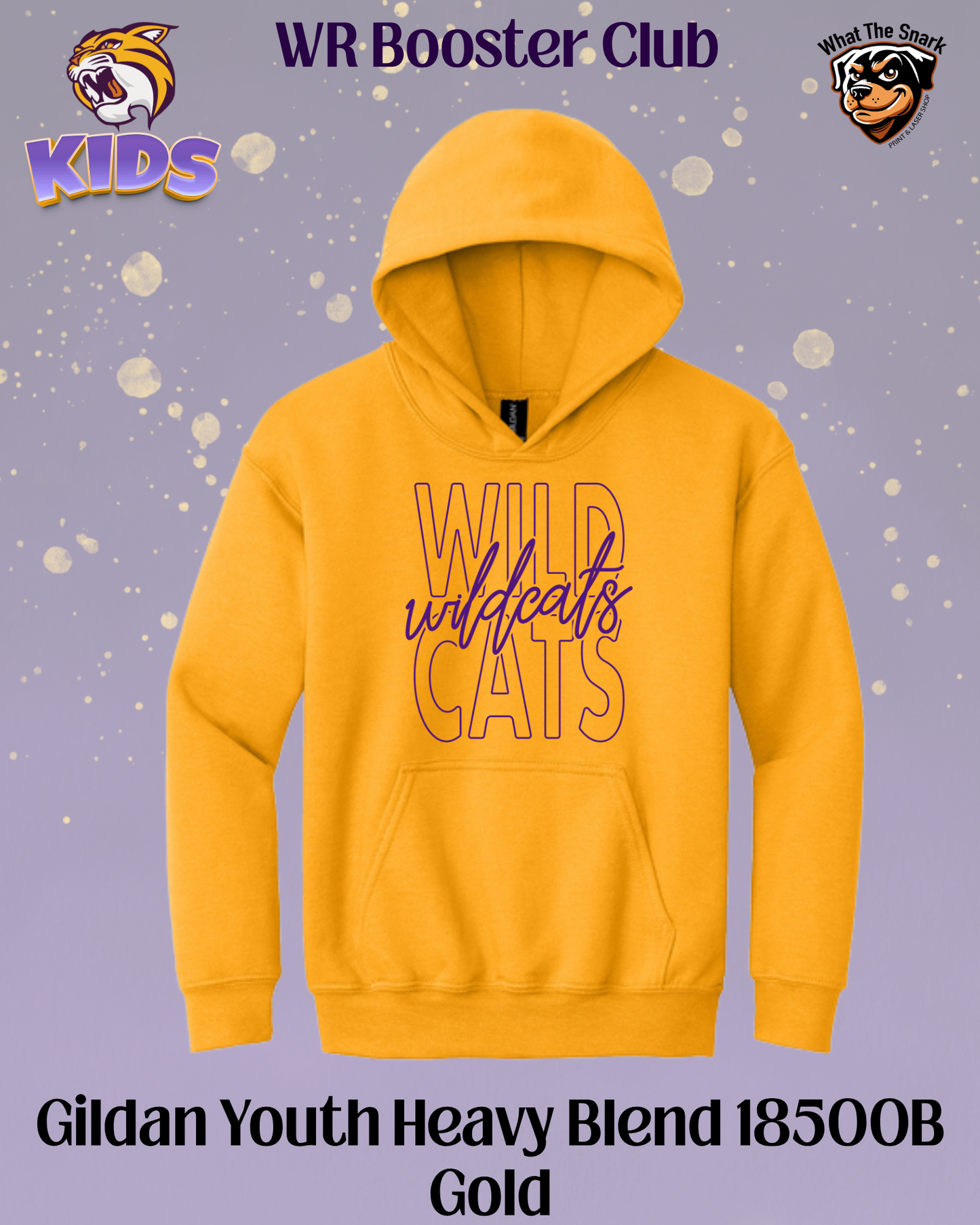Wildcats Classic Script Overlay Youth Hoodie