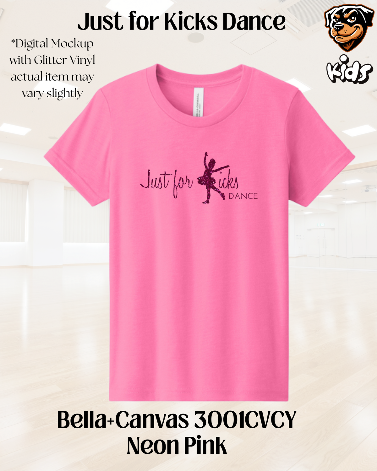 Kids Just for Kicks Logo Glitter Tee