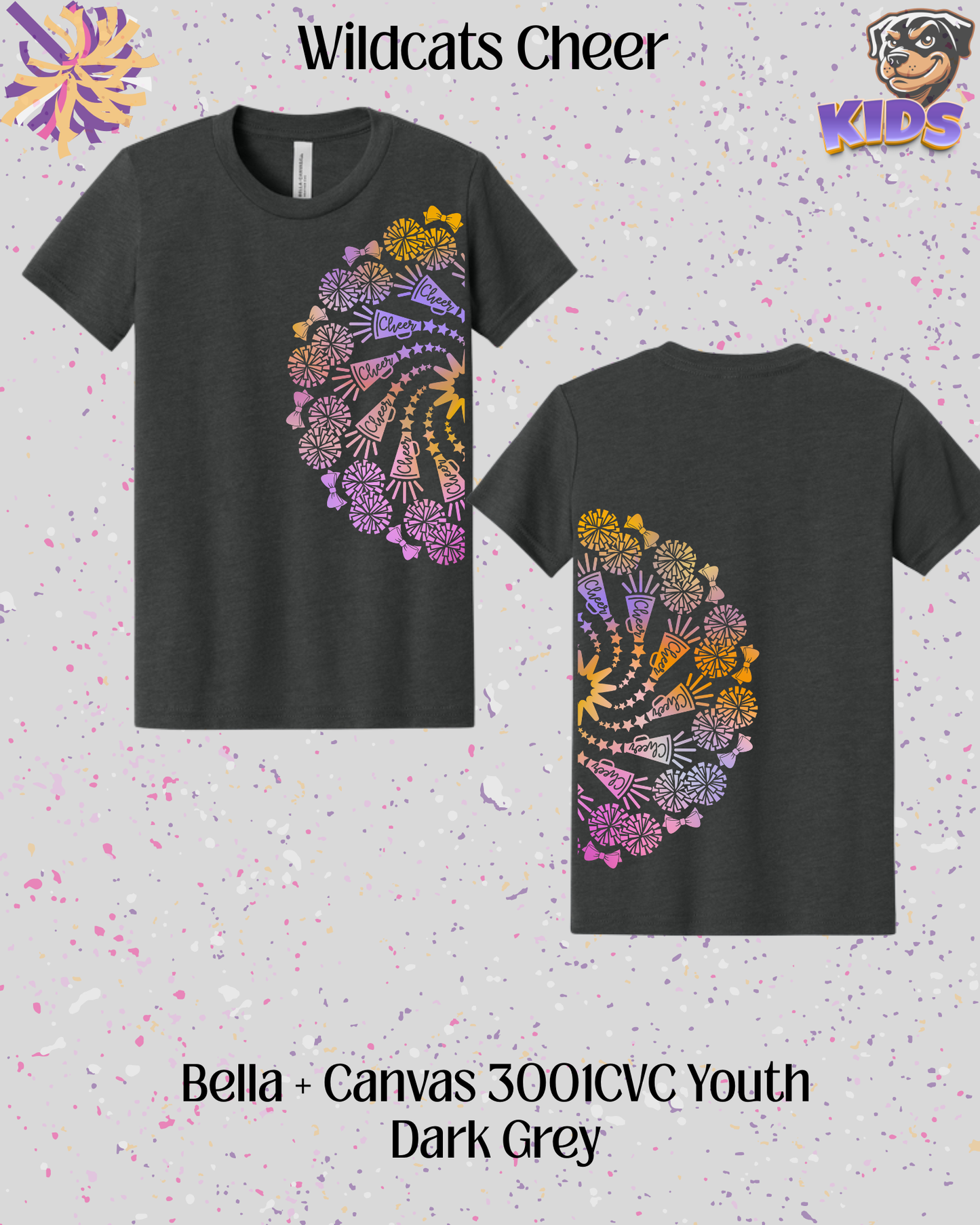 Wildcats Cheer Mandala Youth Tee