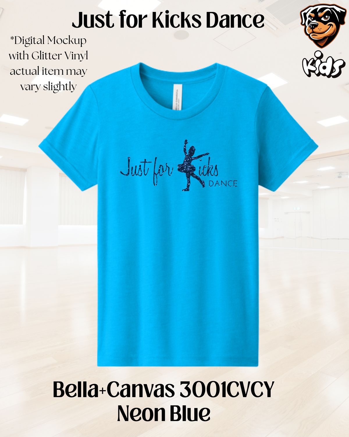 Kids Just for Kicks Logo Glitter Tee